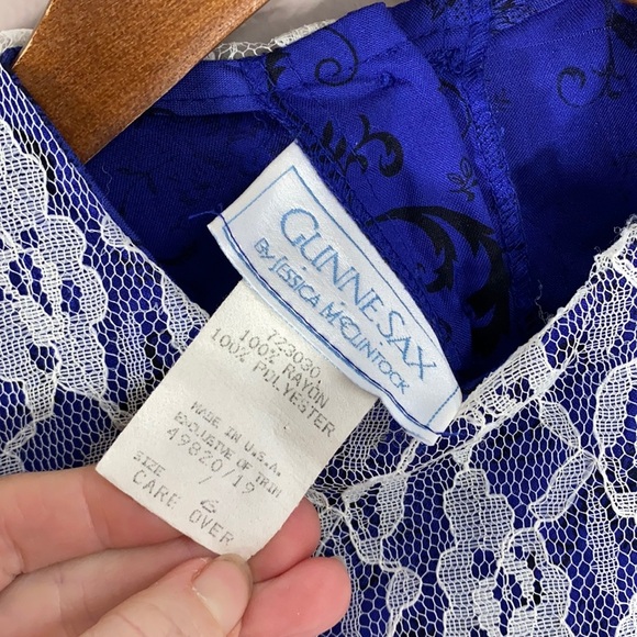 Vintage Gunne Sax Pleated Front Dress Royal Blue Size 6 - Picture 7 of 8